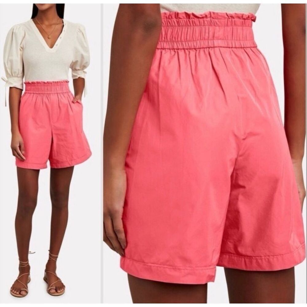 NWOT A.L.C Caleb Pull-On Cotton Shorts | Pink Paperbag Waist Cuffed Summer Short